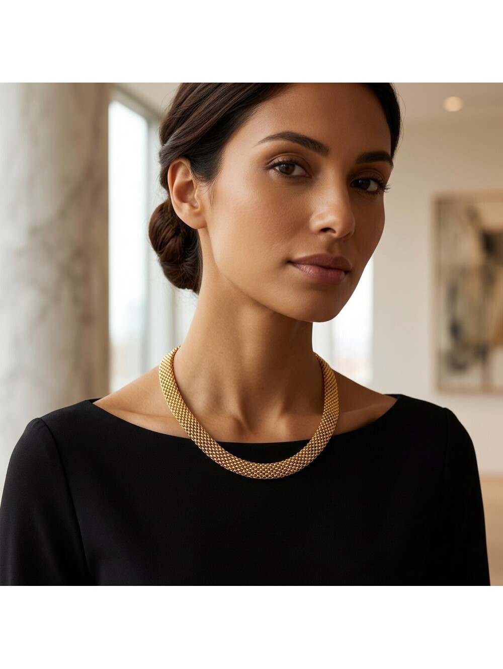 Vintage 14K Gold Italian Basketweave Necklace 18" 12.9g